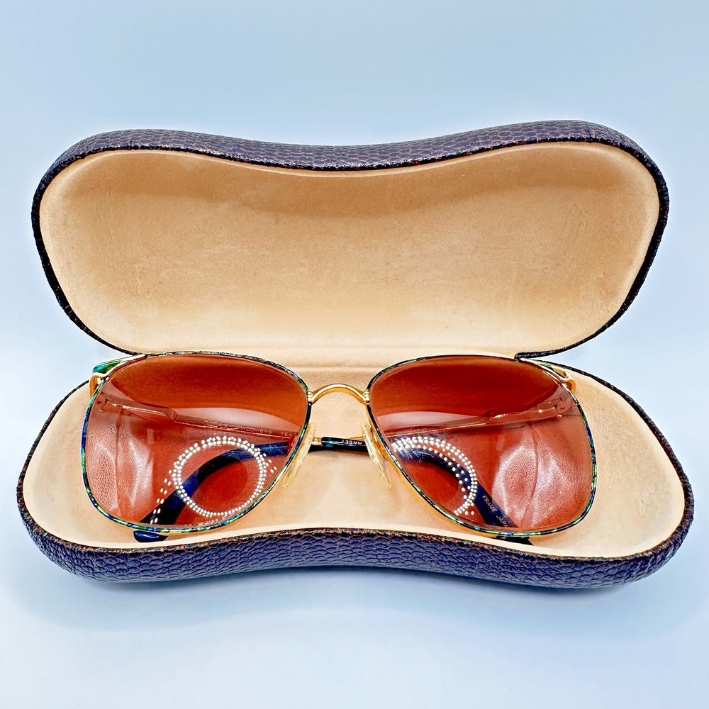 Vintage Tura eye glass Frame Mod 859 Gold Tone Metal 56 15 w Case